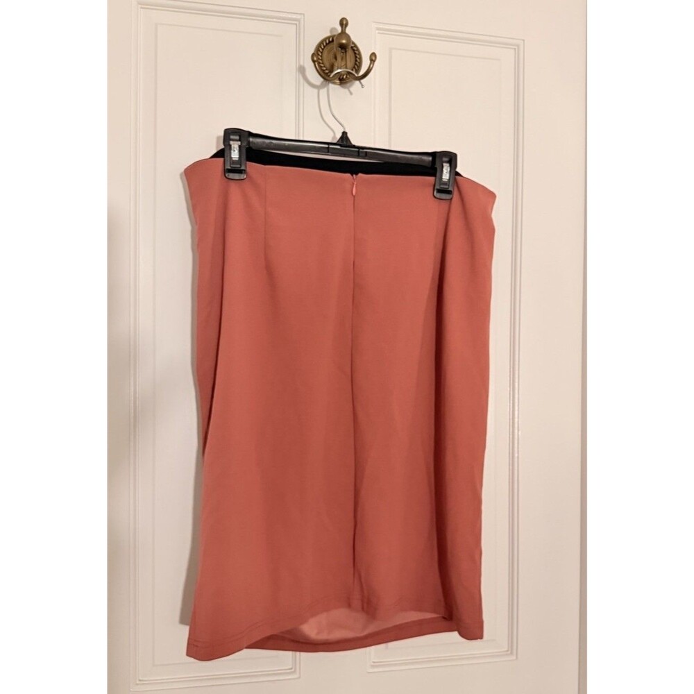 Grace Karin Womens Pink Peach Midi Scrunch Zipper Business Casual Skirt Size 2XL